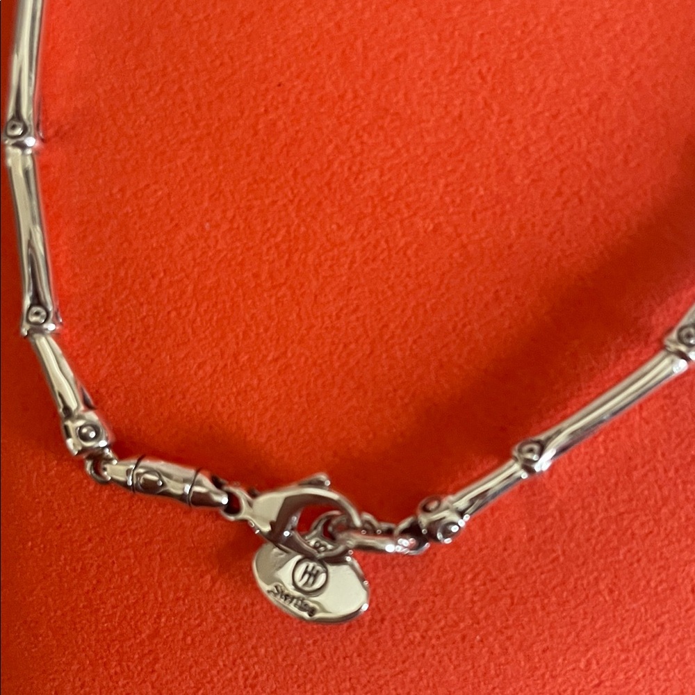 John Hardy Silver Bamboo Link Bracelet with Orange Pouch - Picture 3 of 4